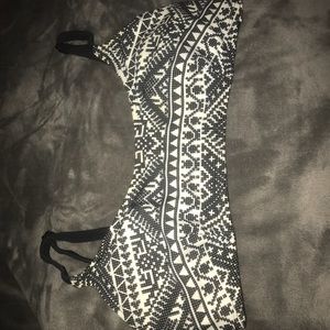 SOLD Aztec Black+White Bikini Top And Strappy Back